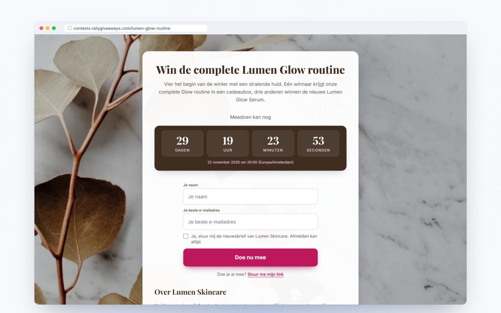 A contest page in another language