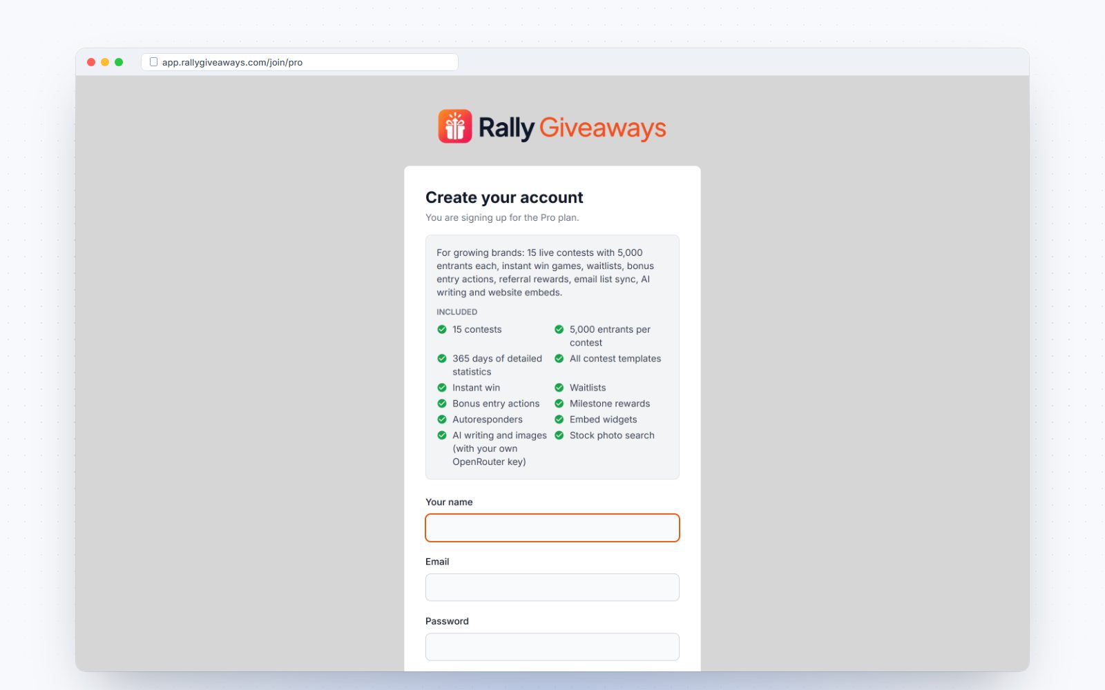 A plan signup page with the whitelabel brand